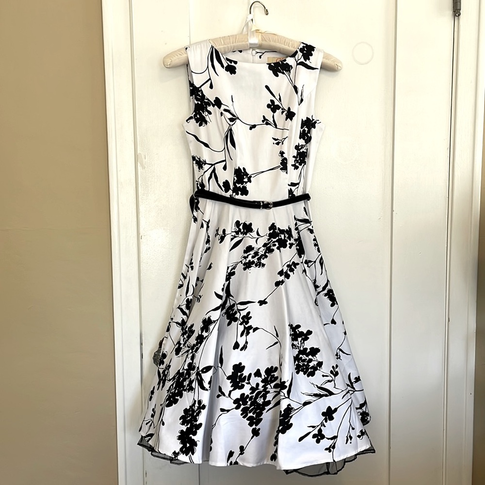 Extra small Grace Karin Black & White Boatneck Sleeveless Vintage Tea Dress